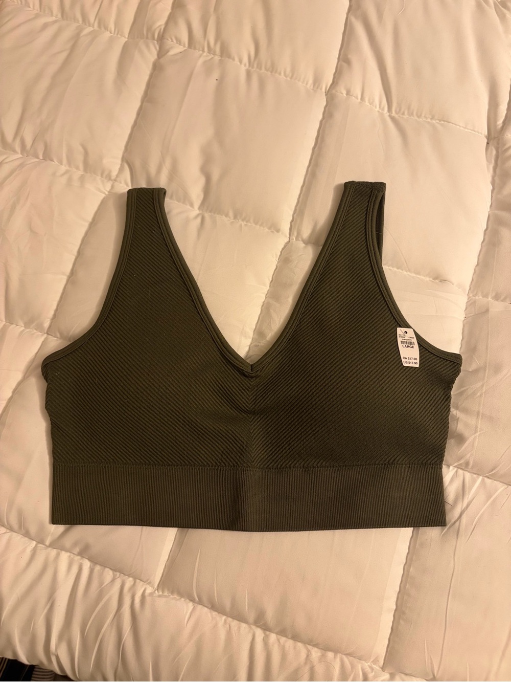Maurices Olive Ribbed V-Neck Bralette